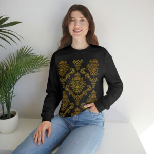 Damask Pirate Pattern Gold Black Unisex Heavy Blend™ Crewneck Sweatshirt